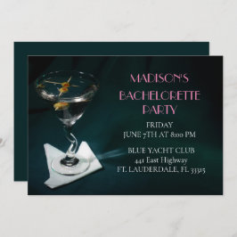 Aquamarin Bachelorette Martini Brautparty Einladung