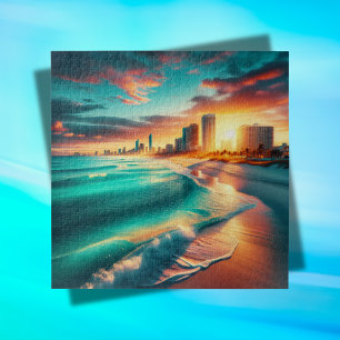 Aquamarin bei Sonnenuntergang Puzzle