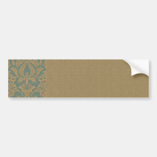 Aquamarin Beige Damask Autoaufkleber
