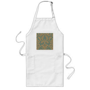 Aquamarin Beige Damask Long Schürze