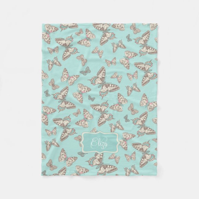 Aquamarin benannte Decke mit Schmetterlingsmuster (Vorderseite)