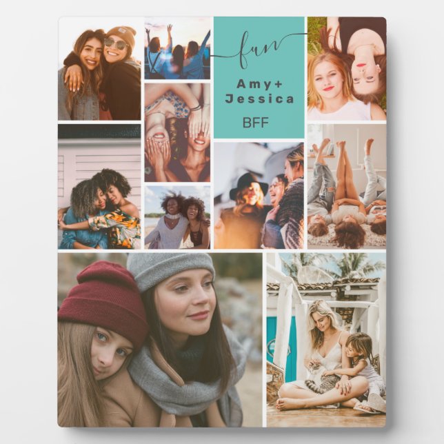 Aquamarin Best Friends beste Freundin Skript 10 Fo Fotoplatte (Vorderseite)