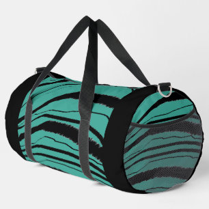 Aquamarin + Black Animal Strip Sportym Travel Duffle Bag
