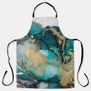 Aquamarin Black Gold Alcohol Ink Fluid Artabstract Schürze