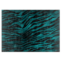 Aquamarin & Black Ombre Glam Glitzer Tiger Streife Schneidebrett