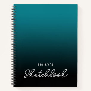Aquamarin Black Ombre Personalisiert Sketchbook Notizbuch