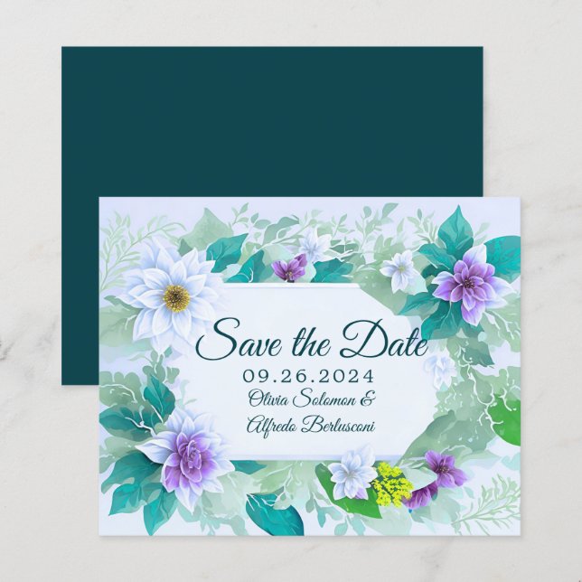 Aquamarin-blau-elegant moderne whimsistische Save  (Vorne/Hinten)