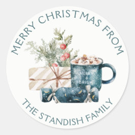 Aquamarin Blau Frohe Weihnachtsgeschmack Runder Aufkleber