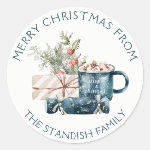 Aquamarin Blau Frohe Weihnachtsgeschmack Runder Aufkleber