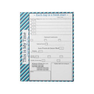 Aquamarin/blau gestreifte 5-1-Mehltracker Notizblock