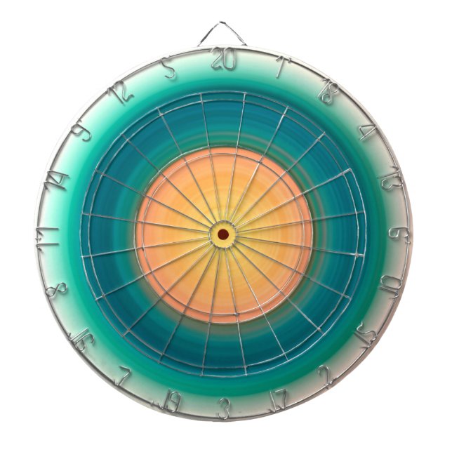 Aquamarin Blau-Grün-Gelb-Rosa Dartscheibe (vorne)