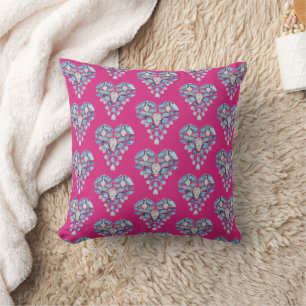 Aquamarin Blau Silber Diamant Herz Hot Pink Kissen