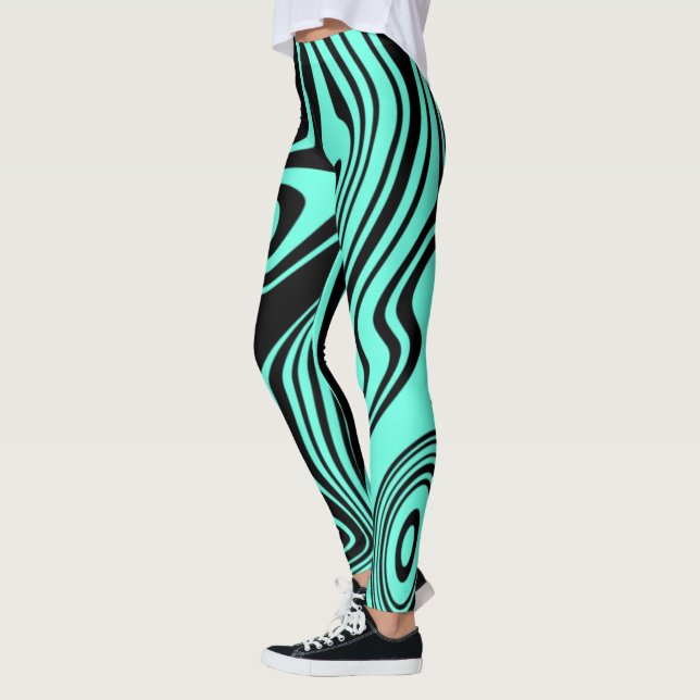 Aquamarin Blau Streifen Leggings - Farbe auswählen (Links)