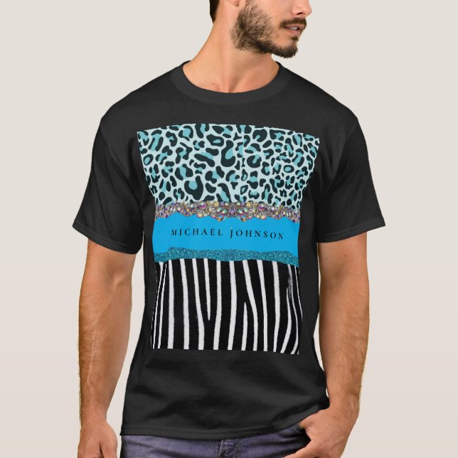 Aquamarin Blau Türkis Moderner Glam Retro Männer S T-Shirt (Vorderseite)