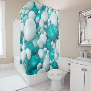Aquamarin Blau Türkis Pearl Aqua Abstrakt Duschvorhang