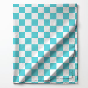 Aquamarin Blau und Weiß Kariertes Muster Stoff