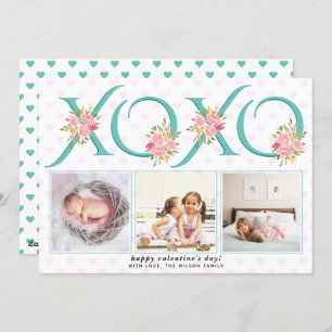 Aquamarin-blau XOXO Rosen Foto Valentinstag Feiertagskarte