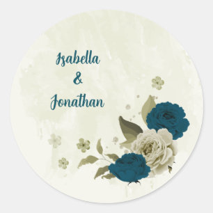 aquamarin-blaubeige Blütenhochzeit Runder Aufkleber