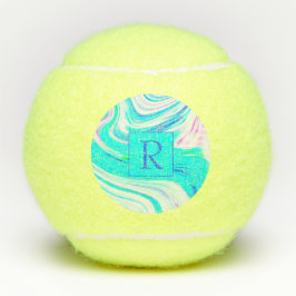 Aquamarin-Blaue Rosa-Waagen Abstrakte Monogramme Tennisbälle