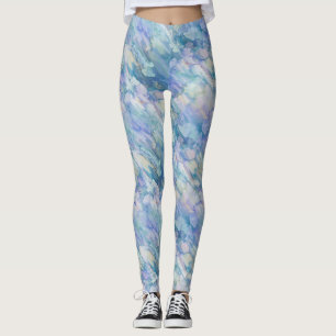 Aquamarin Blauer Blumenzauber Leggings