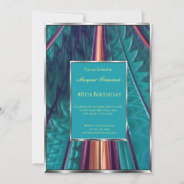 Aquamarin-blaues abstraktes 40. Geburtstags-Party Einladung