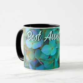 Aquamarin-blaugelb-rosa Hydrangeas Blume beste Tan Tasse