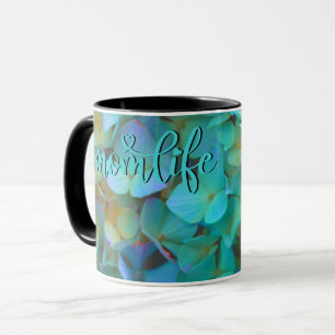 Aquamarin-blaugelb-rosa Hydrangeas Blume #momlife Tasse