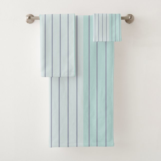 Aquamarin-blaugraue Streifen Badhandtuch Set (Insitu)