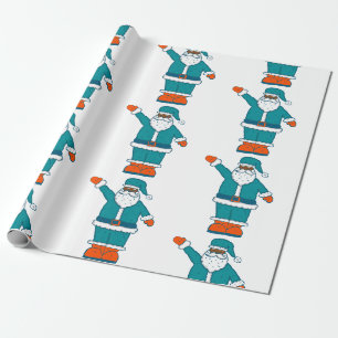 aquamarin-blauorange-Weihnachtsklauseln Geschenkpapier