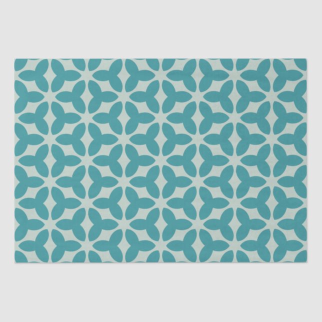 Aquamarin Blossom Symmetry Pastel Seidenpapier (Vorderseite)