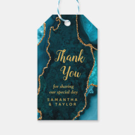 Aquamarin Blue and Gold Agate Wedding Vielen Dank Geschenkanhänger