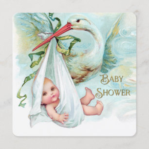 Aquamarin Blue and Gold Baby Dusche Einladung