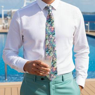 Aquamarin Blue and Gold Glitzer Agate Neck Tie Krawatte