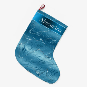 Aquamarin Blue Aqua Glam Glitz Großer Weihnachtsstrumpf