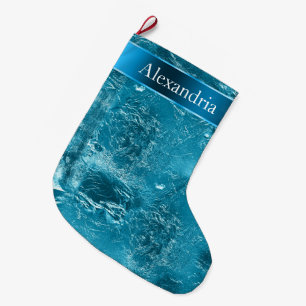 Aquamarin Blue Aqua Glam Weihnachtsname Großer Weihnachtsstrumpf