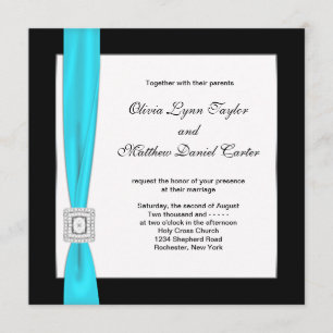 Aquamarin Blue Aquamarin Bow Wedding Einladung