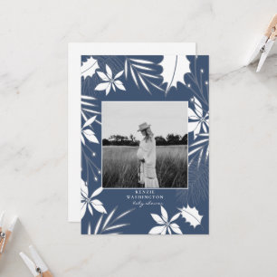 Aquamarin Blue B/W Foto Babydusche Einladung