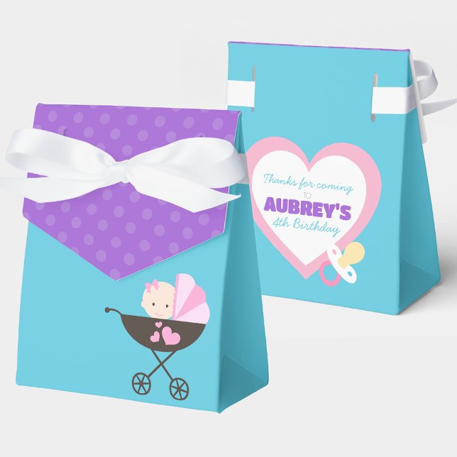 Aquamarin Blue Baby Doll Leckerei Geschenkgutschei Geschenkschachtel (Teal Blue and Purple Polka Dot Baby Doll Birthday Party Favor Boxes)