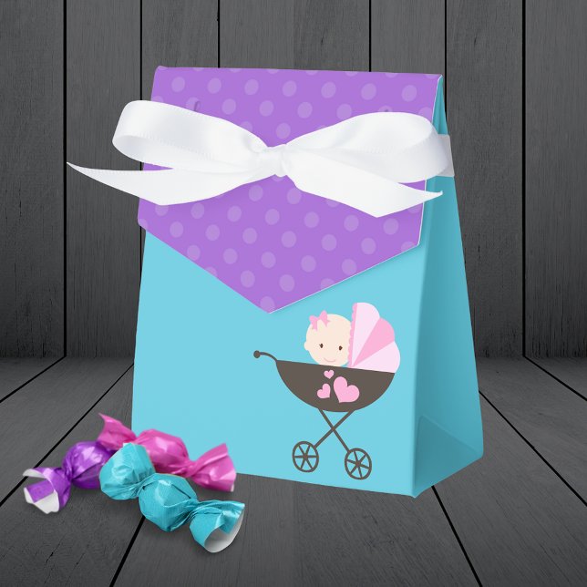 Aquamarin Blue Baby Doll Leckerei Geschenkgutschei Geschenkschachtel (Teal Blue and Purple Polka Dot Baby Doll Birthday Party Favor Boxes)
