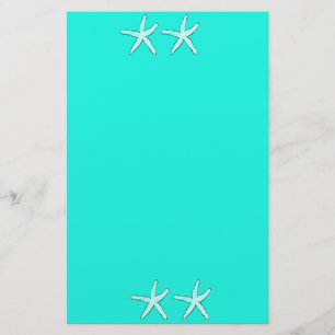 Aquamarin Blue Background Starfish Seastars Beach  Briefpapier