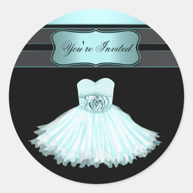 Aquamarin Blue Birthday Party Stickers (Vorderseite)