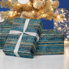 Aquamarin Blue Boho Geschenkpapier