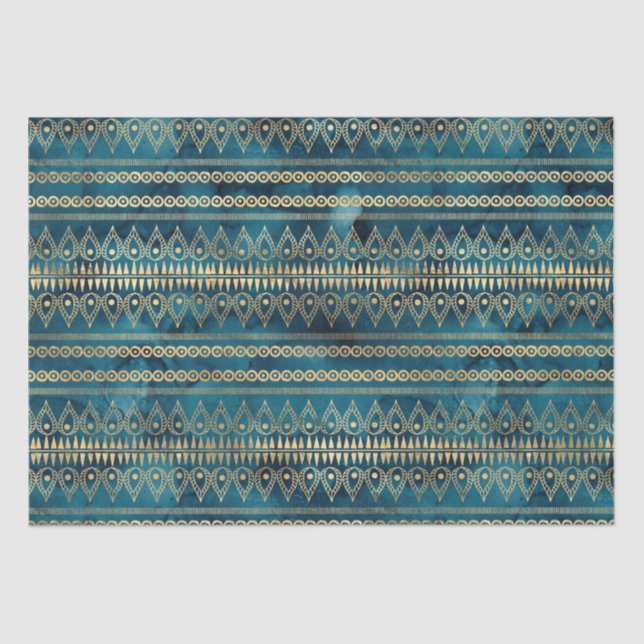 Aquamarin Blue Boho Seidenpapier (Vorderseite)