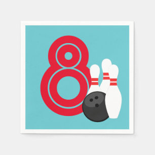 Aquamarin Blue Bowling Birthday Paper Napkins Serviette