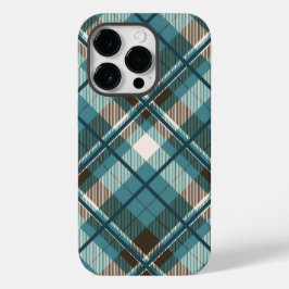 Aquamarin Blue Brown Kariert iPhone Case