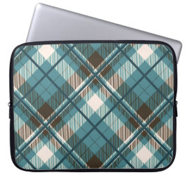 Aquamarin Blue Brown Kariert Laptopschutzhülle
