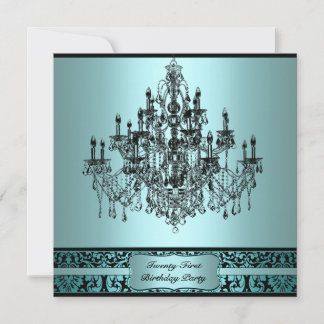Aquamarin Blue Chandelier 21. Geburtstag Party Einladung