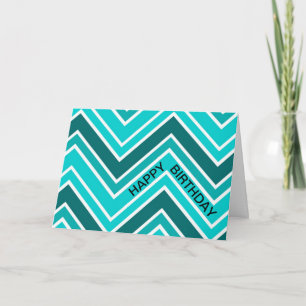 Aquamarin Blue Chervon Pattern Zig Zag Happy Birth Karte