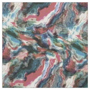 Aquamarin Blue Coral Red Watercolor Wirbel Art Mus Stoff