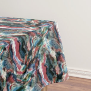 Aquamarin Blue Coral Red Watercolor Wirbel Art Mus Tischdecke